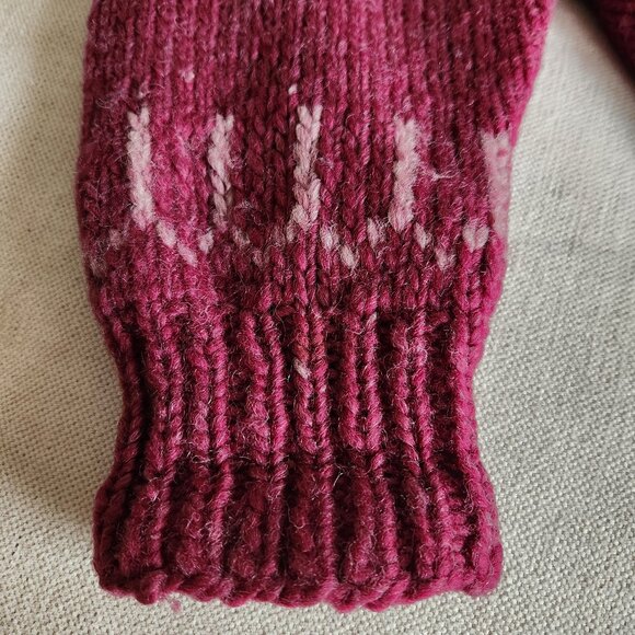 Hand-knit Fair Isle Sweater in Cranberry Pink - XS - Picture 6 of 7